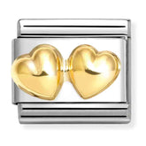 Nomination Composable Classic Link 030116/23 Double Rounded Hearts In Gold